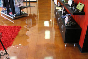 This striking Metallic Epoxy floor in a salon looks inches deep!